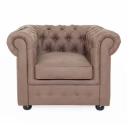 Chesterfield Faux Leather Armchair - Tan -Furniture Shop 13514410 4174961771175333