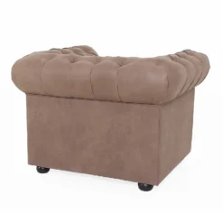 Chesterfield Faux Leather Armchair - Tan -Furniture Shop 13514410 7794961771223147