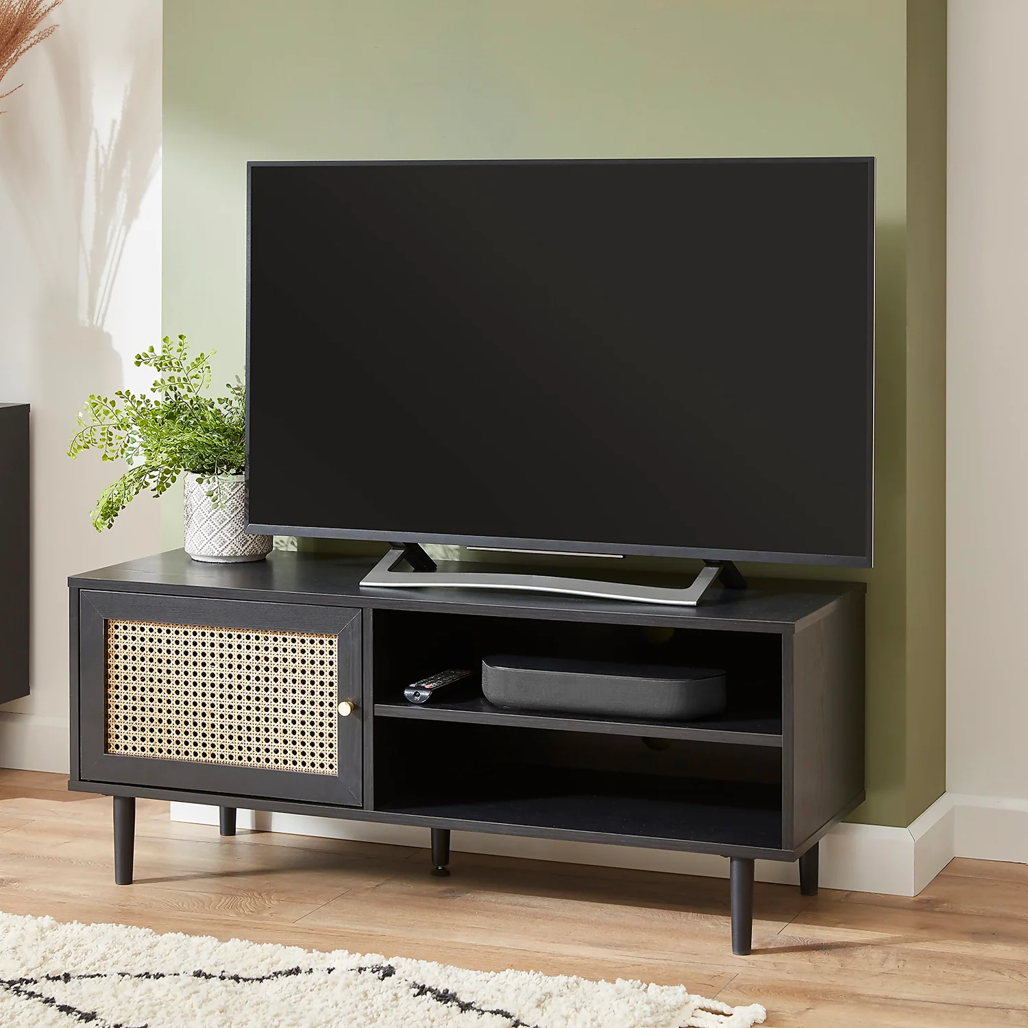 Kubu Rattan TV Stand - Black 4 Kubu Rattan TV Stand - Black - Image 2