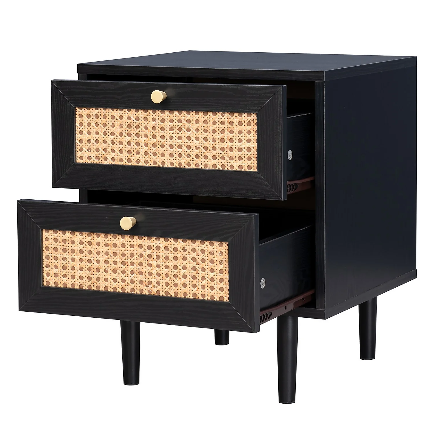 Kubu Rattan 2 Drawer Side Table - Black 5 Kubu Rattan 2 Drawer Side Table - Black - Image 3