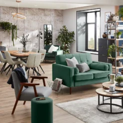 Draper Velvet 2 Seater Sofa In A Box - Green -Furniture Shop 13645998 2144978299732498