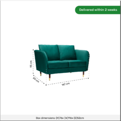 Cosmo Velvet 2 Seater Sofa In A Box - Emerald -Furniture Shop 13646012 1795007639625392