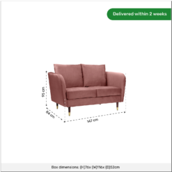 Cosmo Velvet 2 Seater Sofa In A Box - Rose Pink -Furniture Shop 13646013 1785007639562713