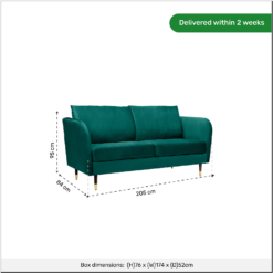 Cosmo Velvet 3 Seater Sofa In A Box - Emerald -Furniture Shop 13646014 1545007639476076