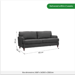 Brook 3 Seater Sofa In A Box - Charcoal -Furniture Shop 13646017 1455007639563421