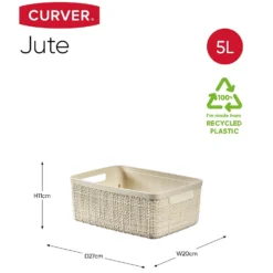 Curver Jute Small Recycled Storage Basket - 5L White -Furniture Shop 13965909 1364995188282910